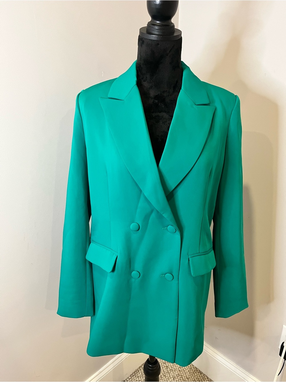 Meshki Double-Breasted Oversize Emerald Green Women's Blazer- extra large